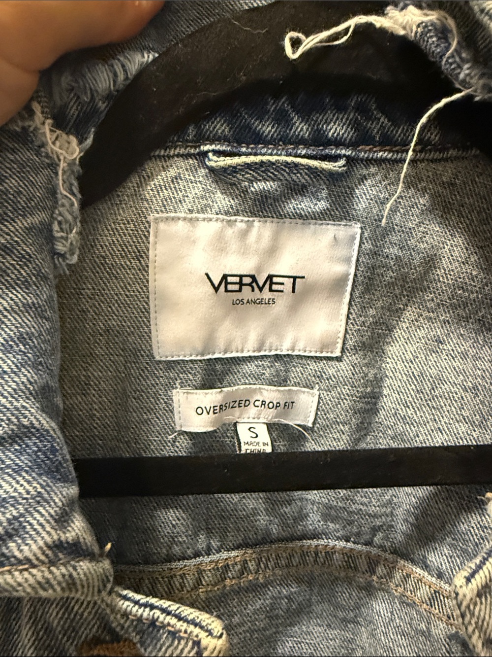 Vervet Distressed Cropped Denim Jacket - Light Blue - Picture 2 of 8